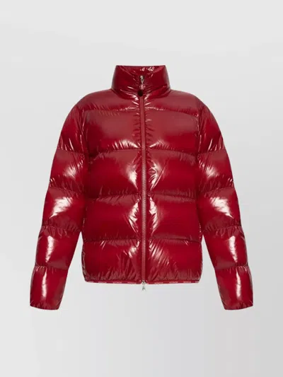 MONCLER HIGH SHINE QUILTED JACKET WITH STAND COLLAR