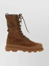 Moncler Vera Shearling Lace-up High Boots In Multi
