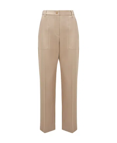 Moncler High-waist Tapered Trousers In Nude