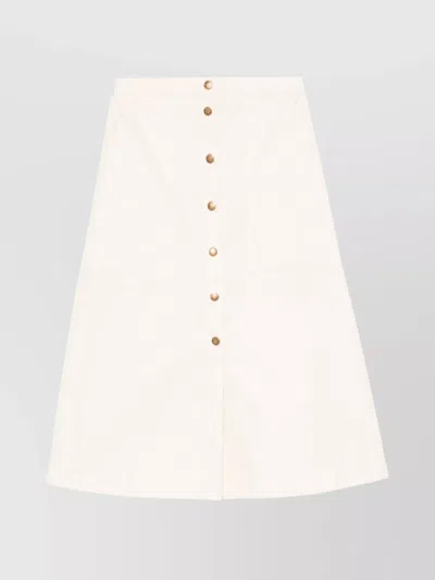 Moncler High-waisted A-line Skirt Patch Pockets In Beige