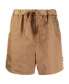 Moncler High-waisted Drawstring Shorts In Brown