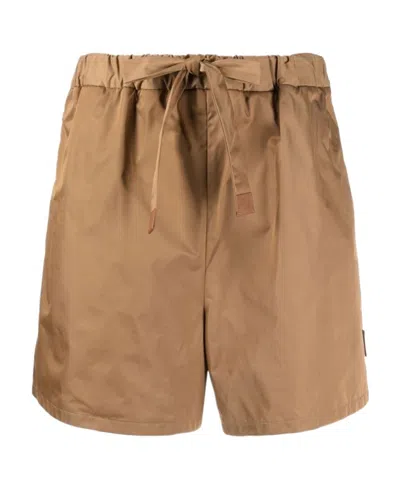 Moncler High-waisted Drawstring Shorts In Brown