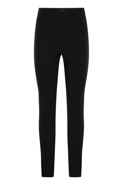 Moncler High-waisted Slim Fit Gabardine Trousers In Black