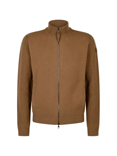 Moncler High-collar Zip-up Cardigan In Brown