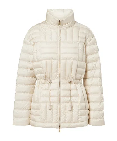 Moncler High-necked Long-sleeved Cotton Coat In White