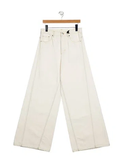 Pre-owned Moncler High-rise Wide Leg Jeans W/ Tags In White