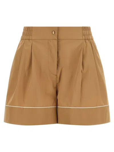 Moncler High-waisted Tailored Shorts In Brown