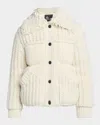 Moncler Hillehorn Alpaca Blend Short Down Jacket In White