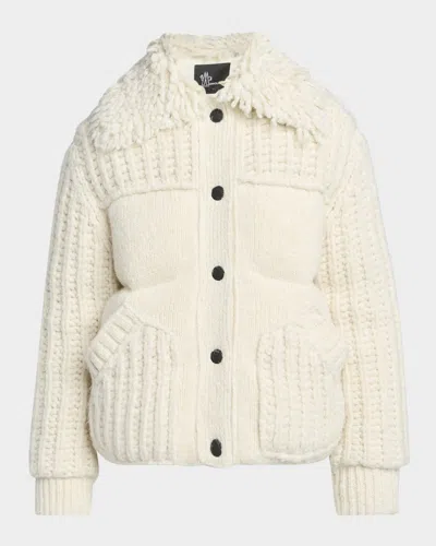 Moncler Hillehorn Alpaca Blend Short Down Jacket In White