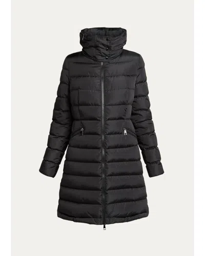 Moncler Hirma Hooded Long Down Jacket In Black