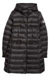 Moncler Hirma Hooded Long Puffer Jacket In Black