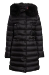 Moncler Hirmafur Hooded Down Puffer Jacket With Removable Genuine Shearling Trim In Black/ Black