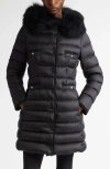 Moncler Hirmafur Hooded Down Puffer Jacket With Removable Genuine Shearling Trim In Black/black