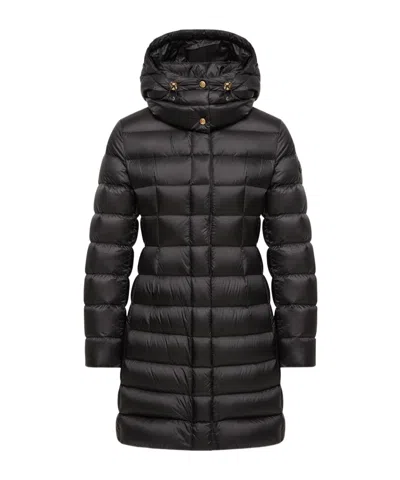 Moncler Hirmas Hooded Long Down Coat In Black