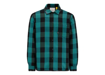 Pre-owned Moncler Hiroshi Fujiwara X Fragment Simmon Down Shacket In Green Black Check In Multi