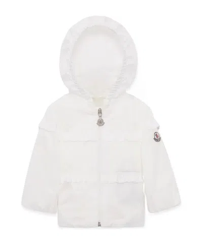 Moncler Hiti Ruffle-trim Hooded Jacket In White