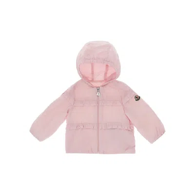 Moncler 'hiti' Ruffled Nylon Jacket Kids In Pink