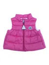Moncler Hiva Fuchsia Sleeveless Down Jacket With Logo Patch On The Front In Tech Fabric Baby In Pink