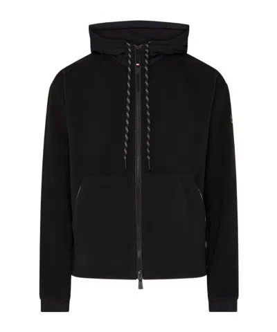 Moncler Hoded Zipper Jacket In Black