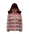 Moncler Holostee Velvet Puffer Jacket In Pink