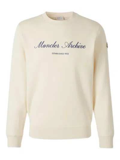 Moncler Cotton Blend Crewneck Sweatshirt In White