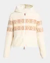Moncler Hooded Argyle Zip Cardigan In Neutral