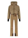 Moncler Hooded Belted Ski Suit In Brown
