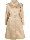 Moncler Hooded Belted Trench Coat In Nude