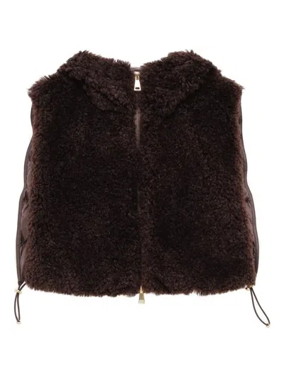Moncler Bib Sleeveless Jacket In Brown