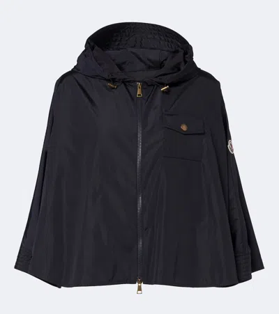 Moncler Hooded Cape In Blue