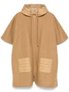 Moncler Hooded Down Cape In Brown