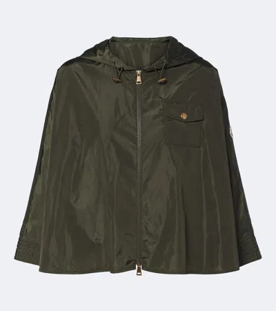 Moncler Hooded Cape In Green