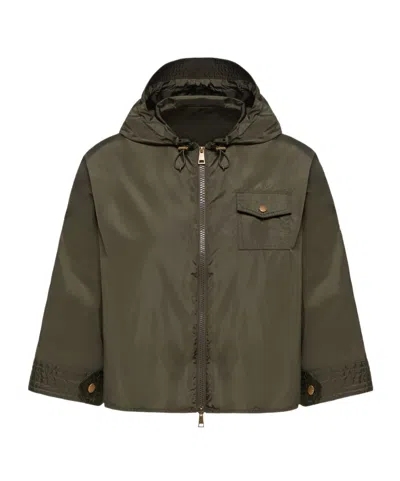 Moncler Hooded Cape In Green