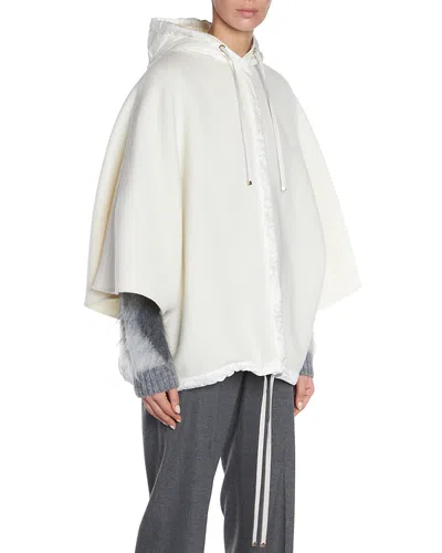 Moncler Hooded Cape In Pastel Yellow
