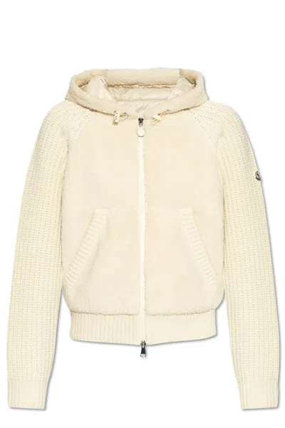 Moncler Hooded Cardigan In Neutral