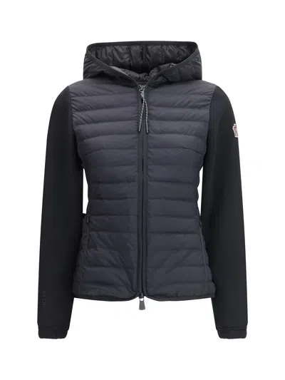 Moncler Black Polyamide Full-length Jacket In Blue