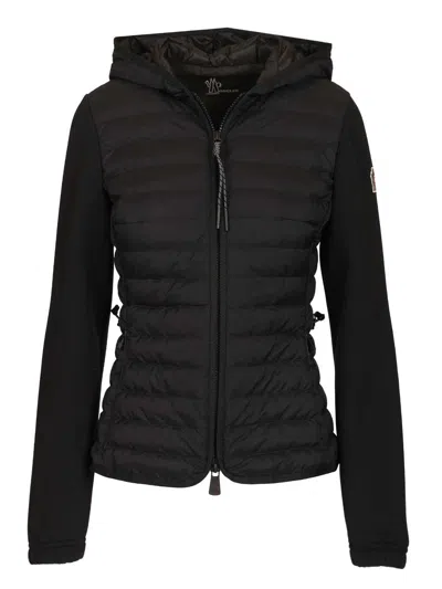 Moncler Hooded Cardigan Knitwear Black