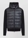 Moncler Hooded Quilted Sweater Ribbed Sleeves In Black