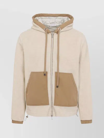 MONCLER HOODED CARDIGAN WITH DRAWSTRING AND POCKETS