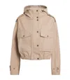 Moncler Carex Cropped Hooded Cotton-blend Poplin Jacket In Neutral