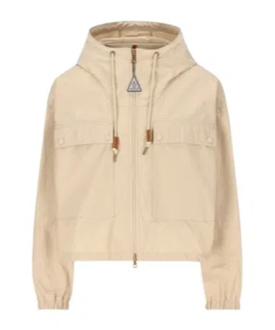 Moncler Hooded Casual Jacket In Beige
