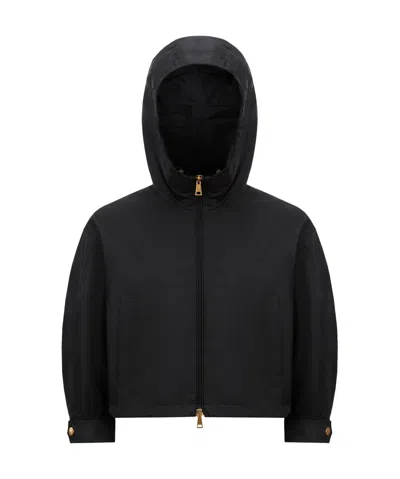 Moncler Hooded Casual Jacket In Black