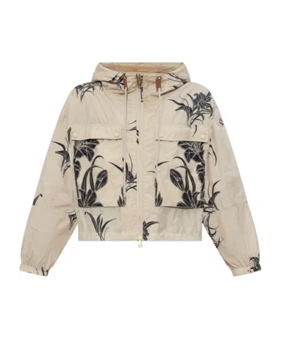 Moncler Sauvan Hooded Jacket In Beige