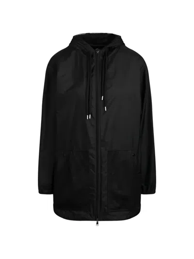 Moncler Hooded Coat In Black