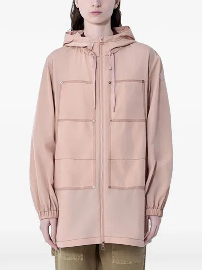 Moncler Hooded Coat In Pink