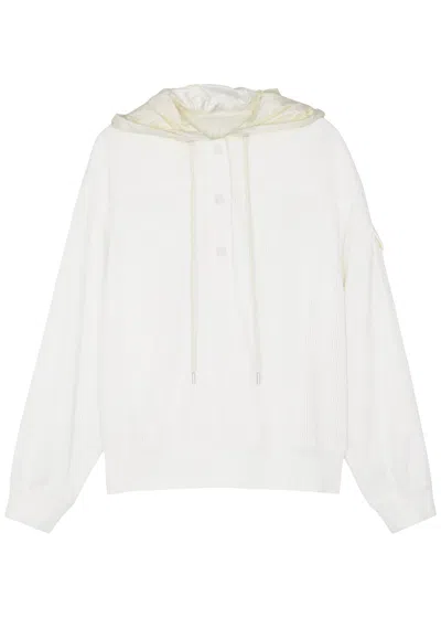 Moncler Hooded Corduroy Sweatshirt In Off White