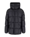 Moncler Long Black Down Jacket With Detachable Hood In Tech Fabric Man In Blue