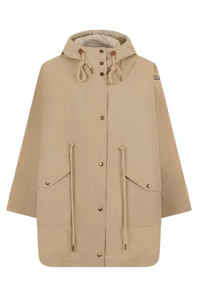Moncler Hooded Cotton-blend Coat In Neutral