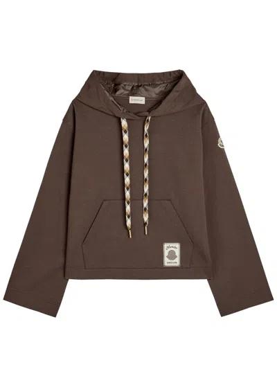 Moncler Hooded Cotton-blend Sweatshirt In Brown