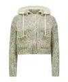 Moncler Rib-knit Hooded Cardigan In Nude